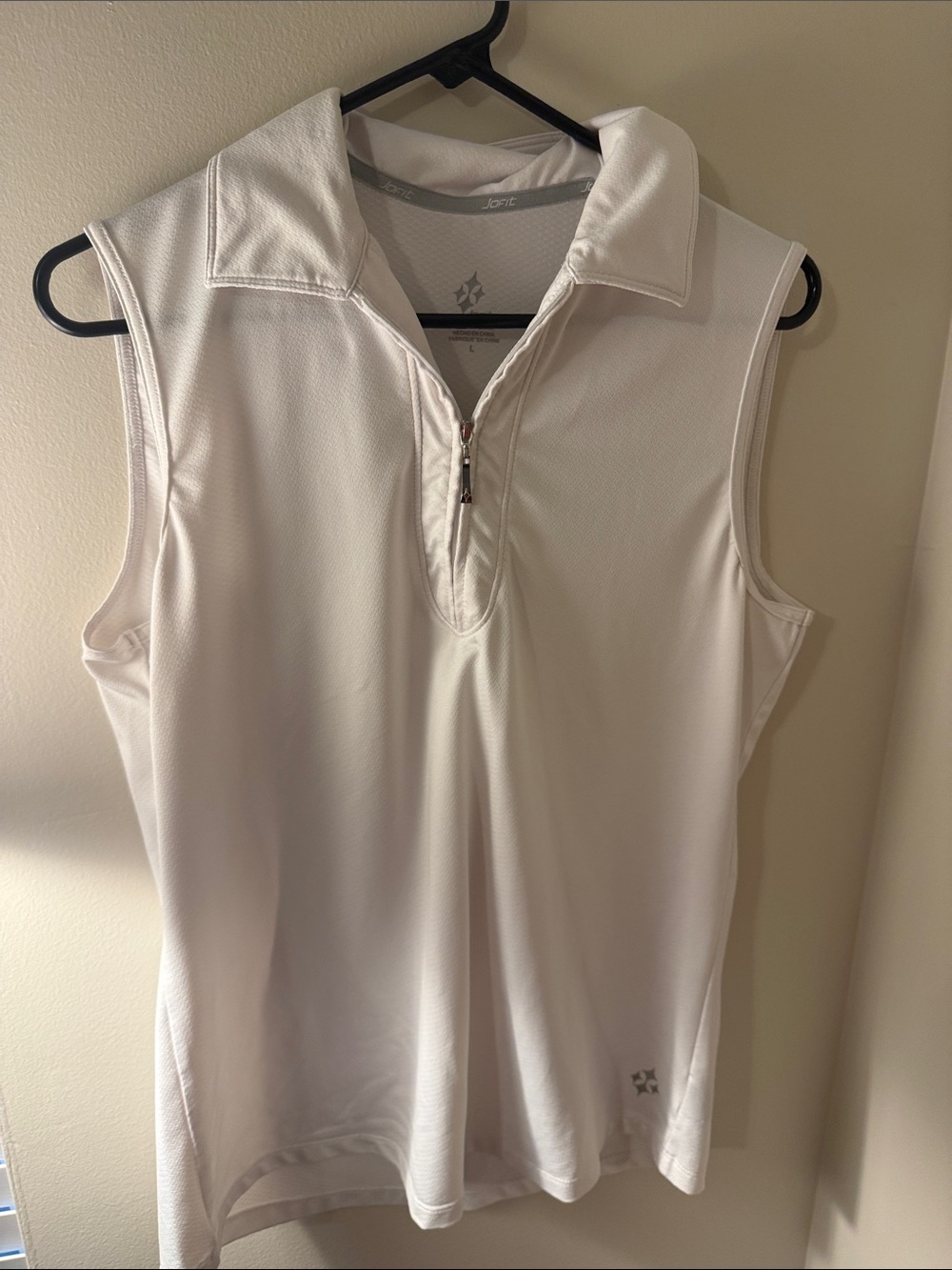 White Sleeveless Polo Top with Zip - Unbranded